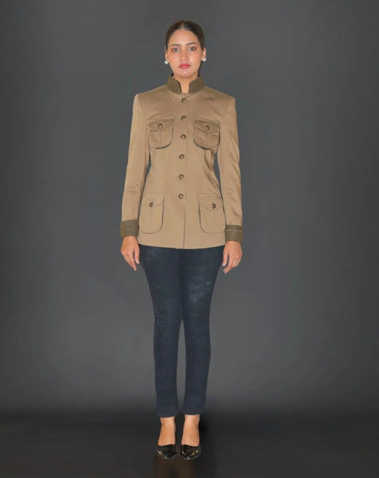 4 pockets Khaki Hunting Jacket