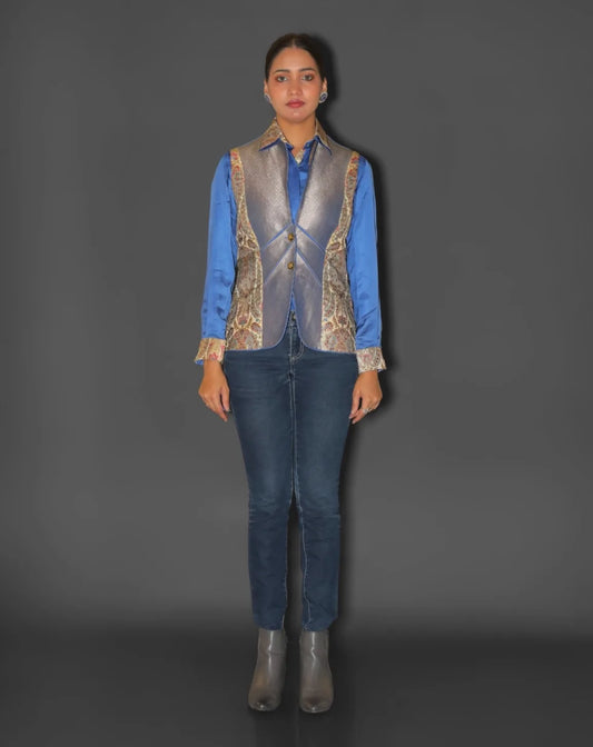 Satin Shirt & Paisley Brocade Waistcoat Set