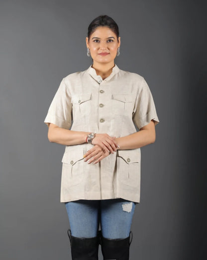 Beige Linen Hunting Shirt