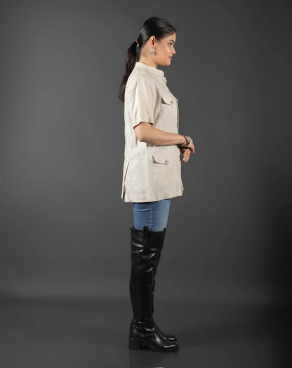 Beige Linen Hunting Shirt