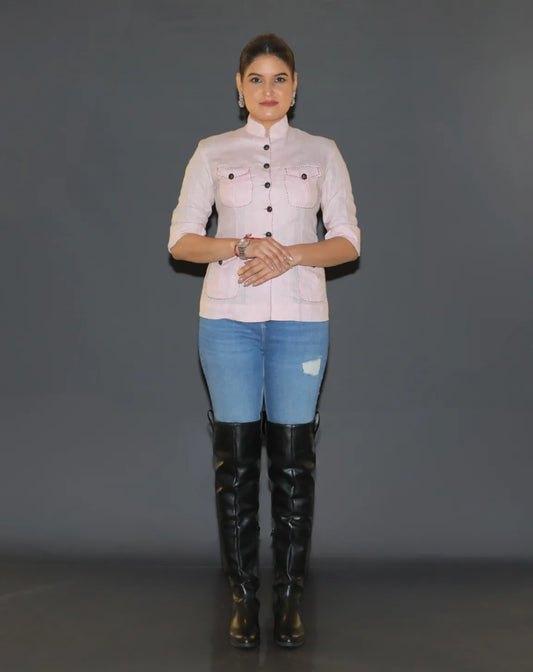 Light Pink Linen Bush Shirt