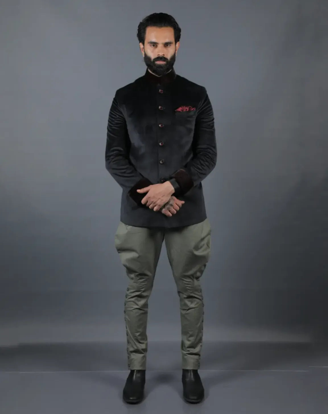 Black Velvet Bandhgala Jacket