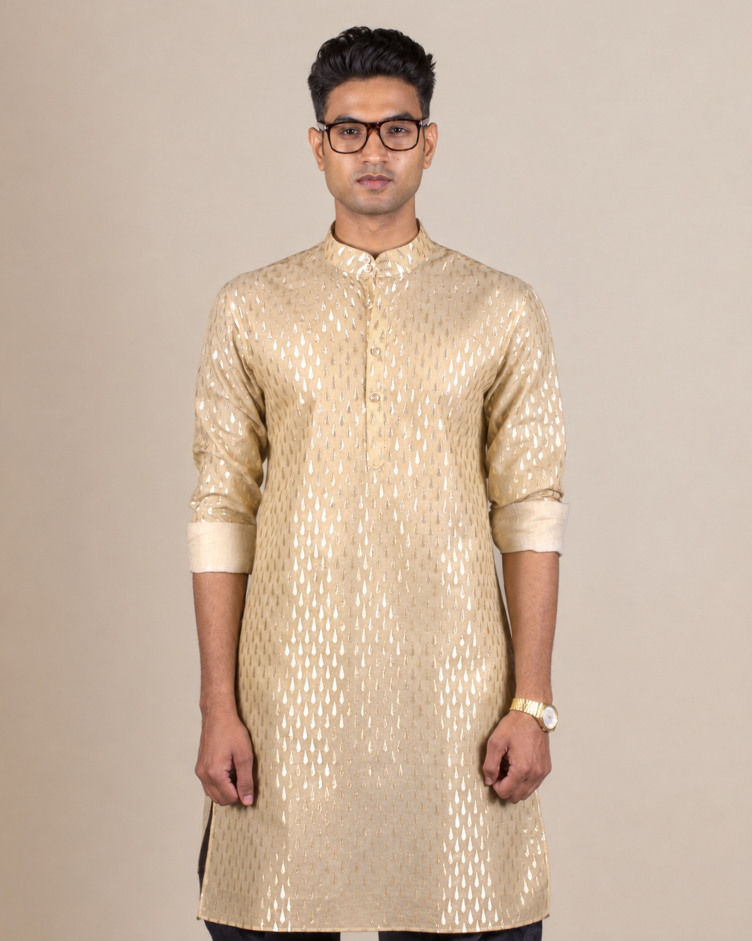 Teardrop Print Silk Blend Kurta Set