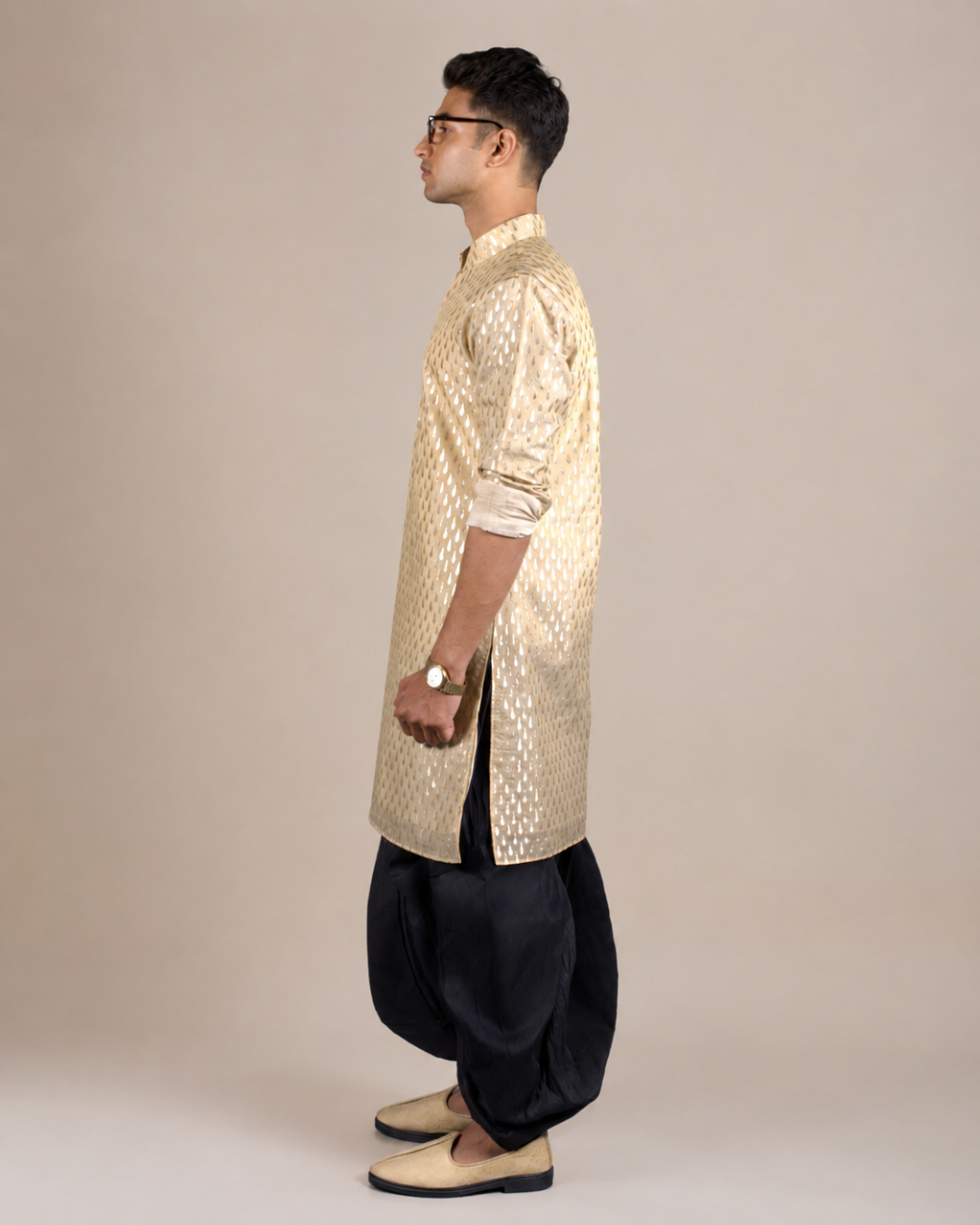 Teardrop Print Silk Blend Kurta Set