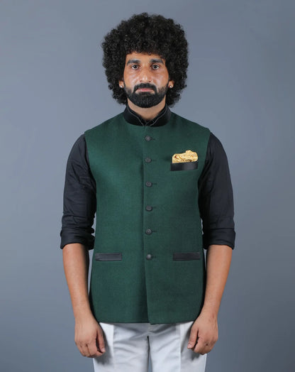 Elegant Forest Green Nehru Jacket