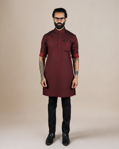 Maroon Silk Kurta Set