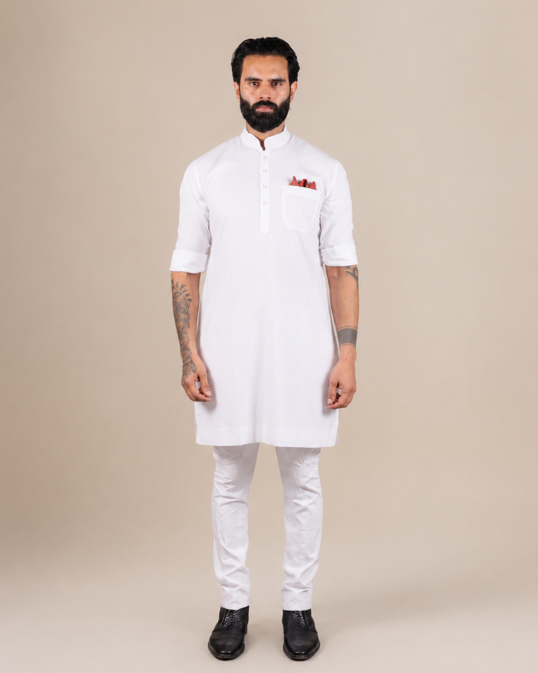 White Cotton Kurta Set