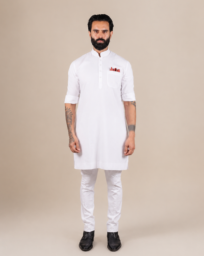 White Cotton Kurta Set