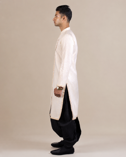 Beige Front Open Kurta Set