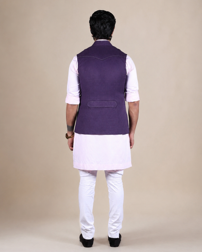 Purple Suede Nehru Jacket