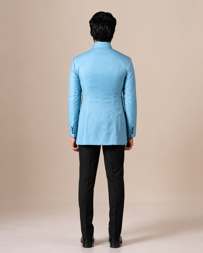 Sky Blue Terry Wool Bandhgala Set