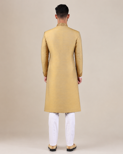 Golden Embroidered Wedding Sherwani
