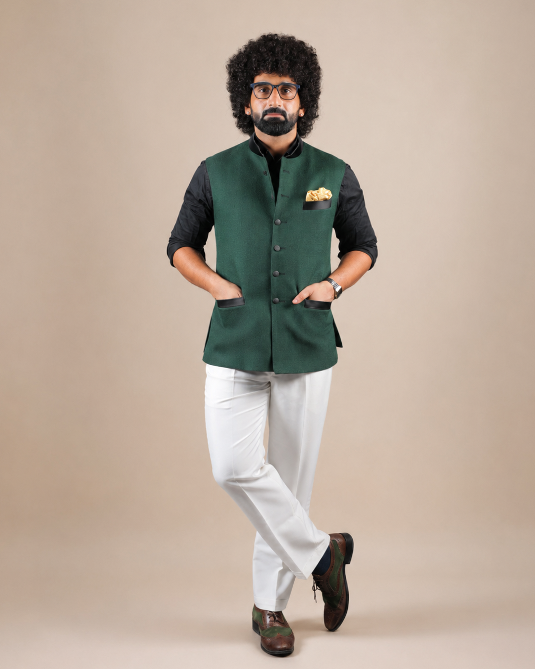Elegant Forest Green Nehru Jacket
