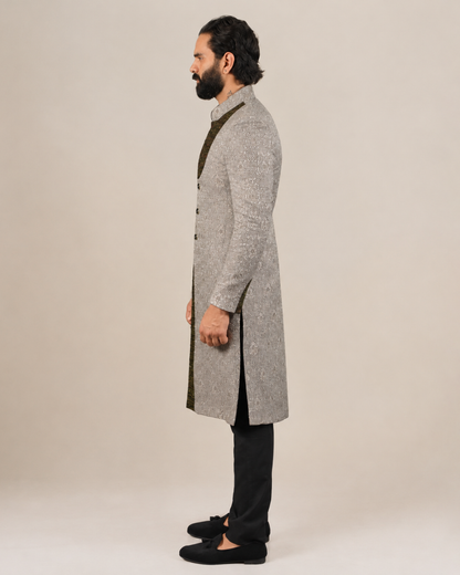 Silver Jacquard Sherwani