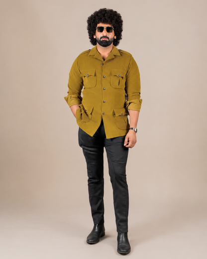 Mustard Corduroy Safari Hunting Shirt