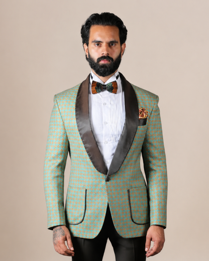 Teal & Bronze Patterned Blazer
