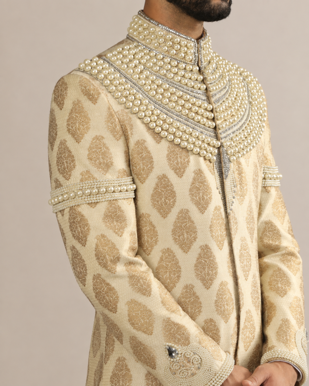 Ivory Pearl Embroidered Sherwani