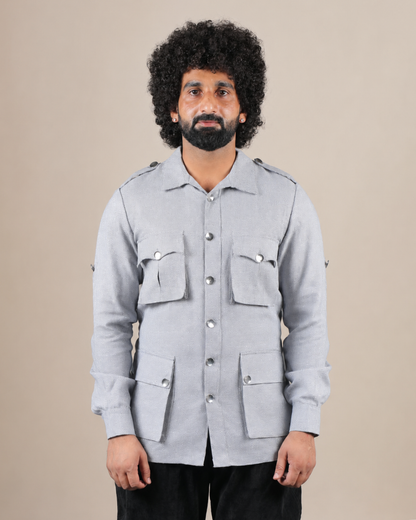 Grey Textured Hunting Shirt