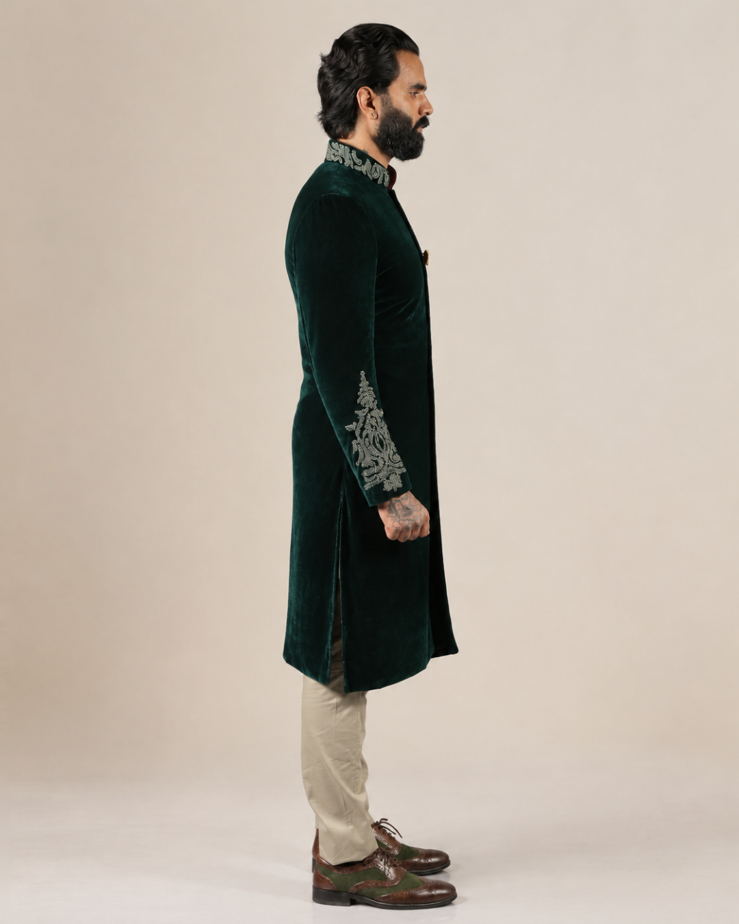 Emerald Green Velvet Sherwani