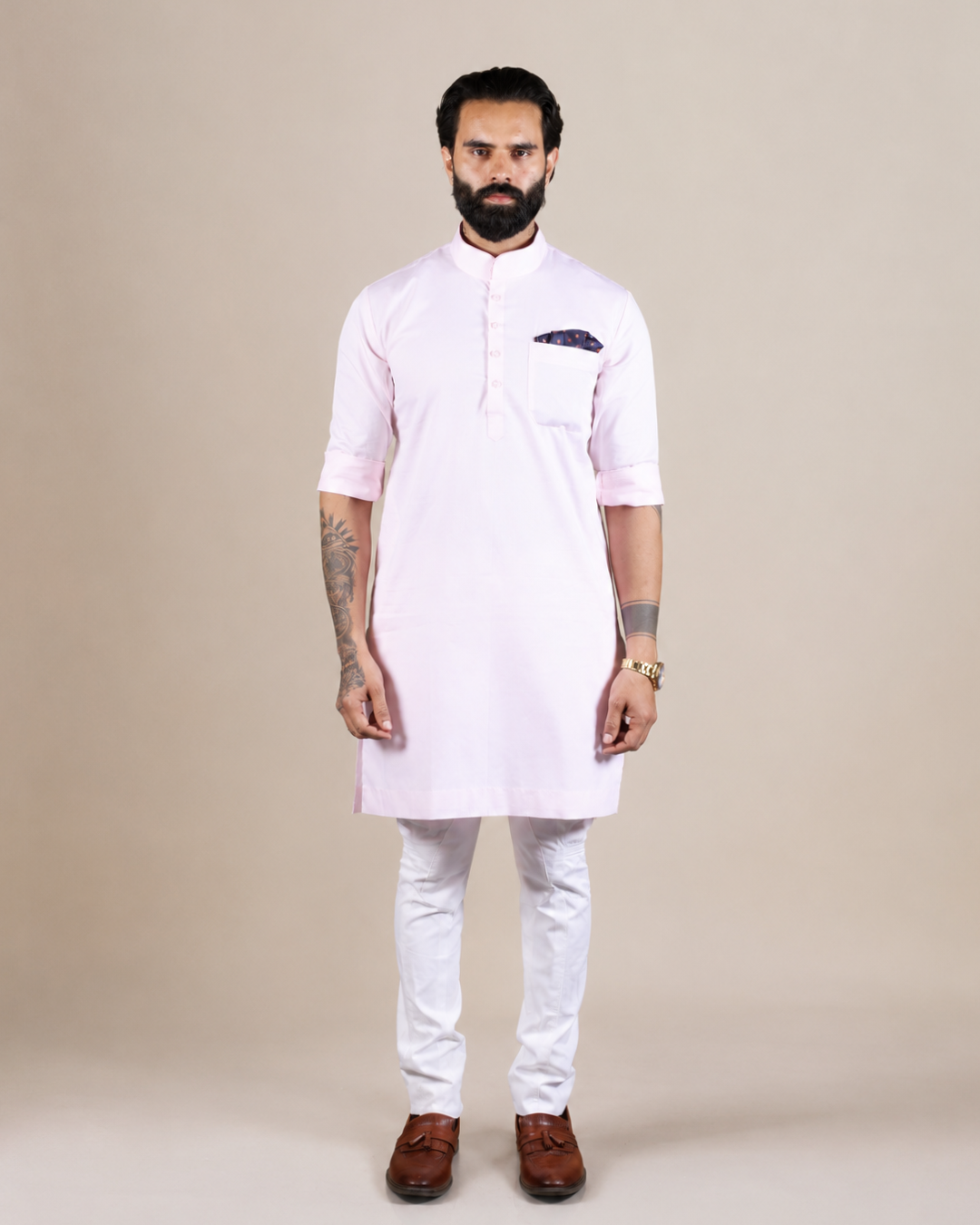 Light Pink Cotton Kurta Set
