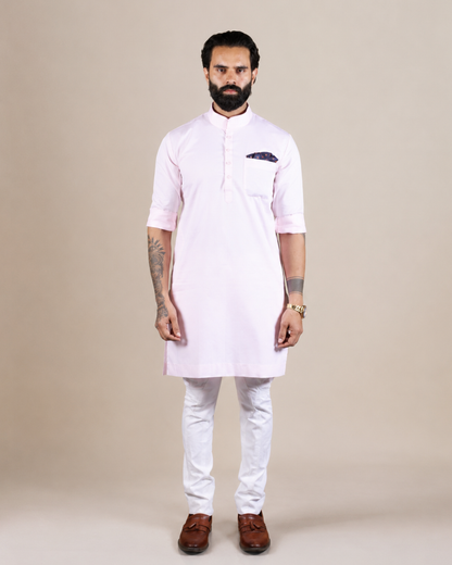 Light Pink Cotton Kurta Set