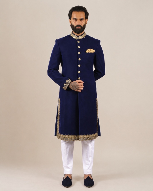 Royal Blue Velvet Sherwani