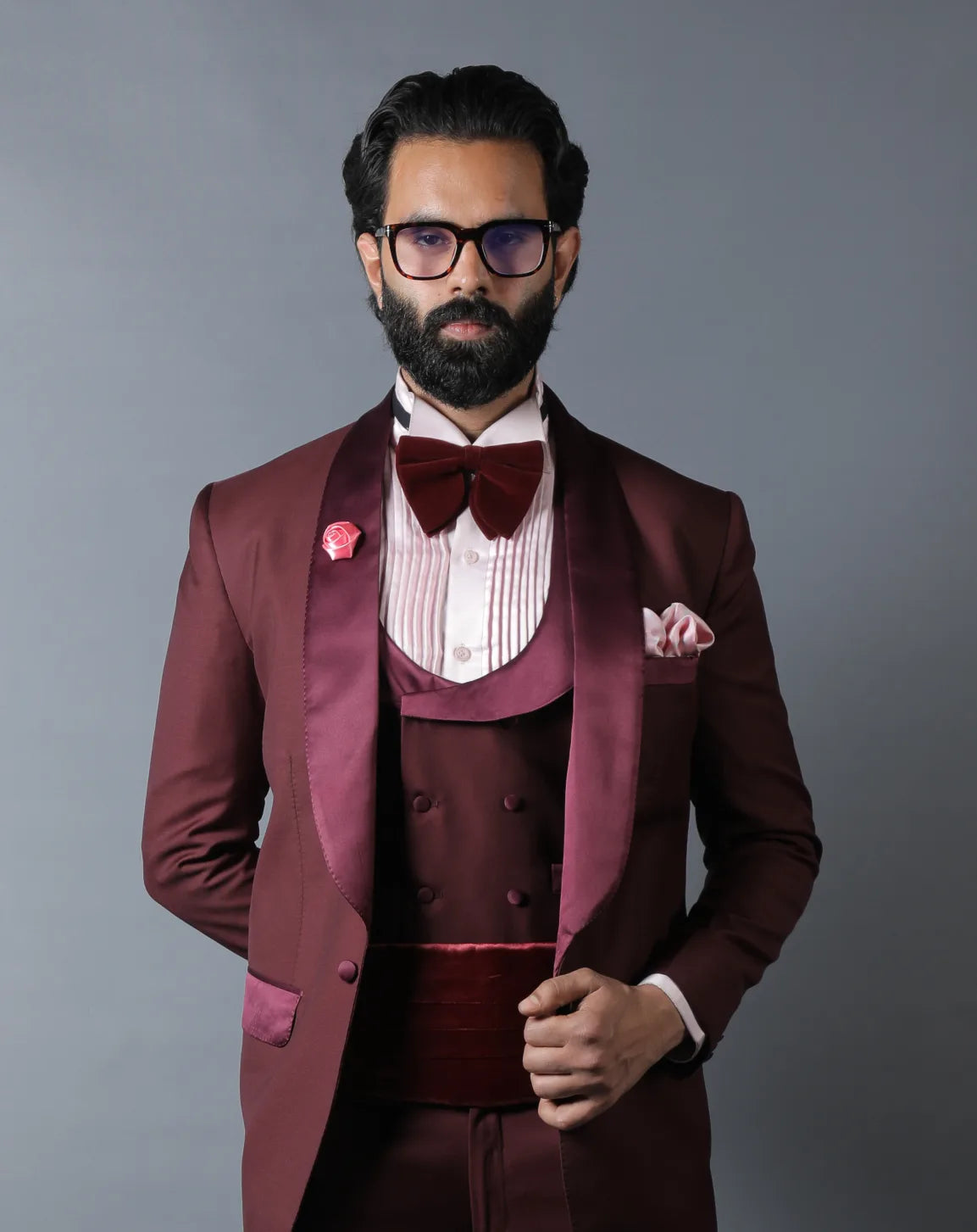 Slim Fit Shawl Lapel 3-Piece Tuxedo Suit