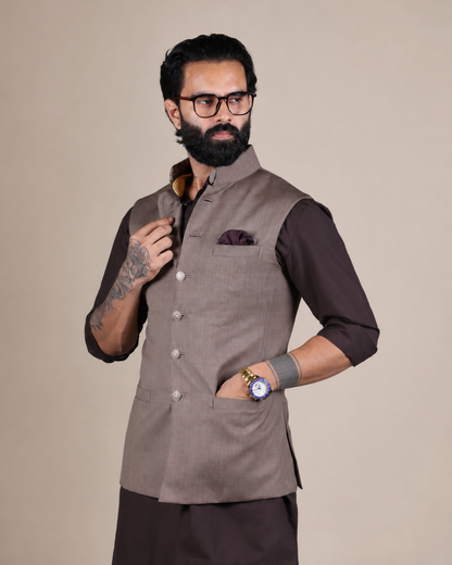 Fawn Nehru Jacket Set