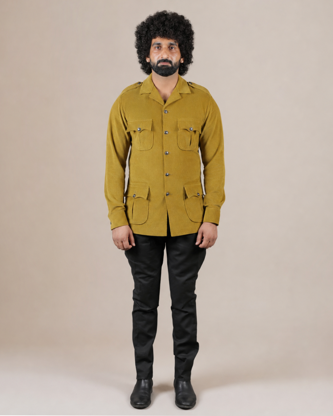 Mustard Corduroy Safari Hunting Shirt