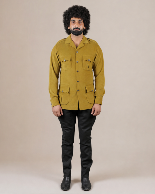 Mustard Corduroy Safari Hunting Shirt