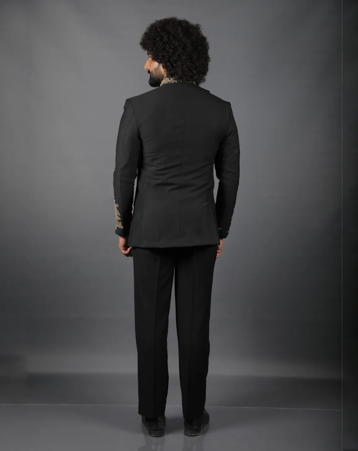 Black Embroidered Bandhgala Suit