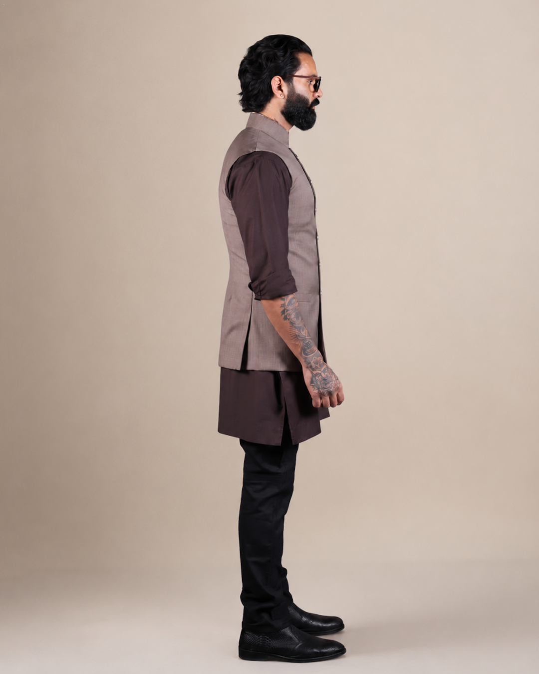 Fawn Nehru Jacket Set