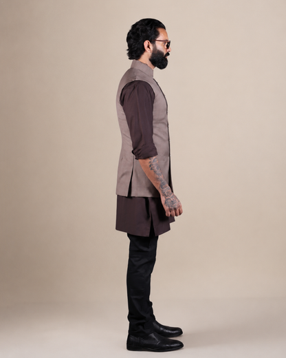 Fawn Nehru Jacket Set