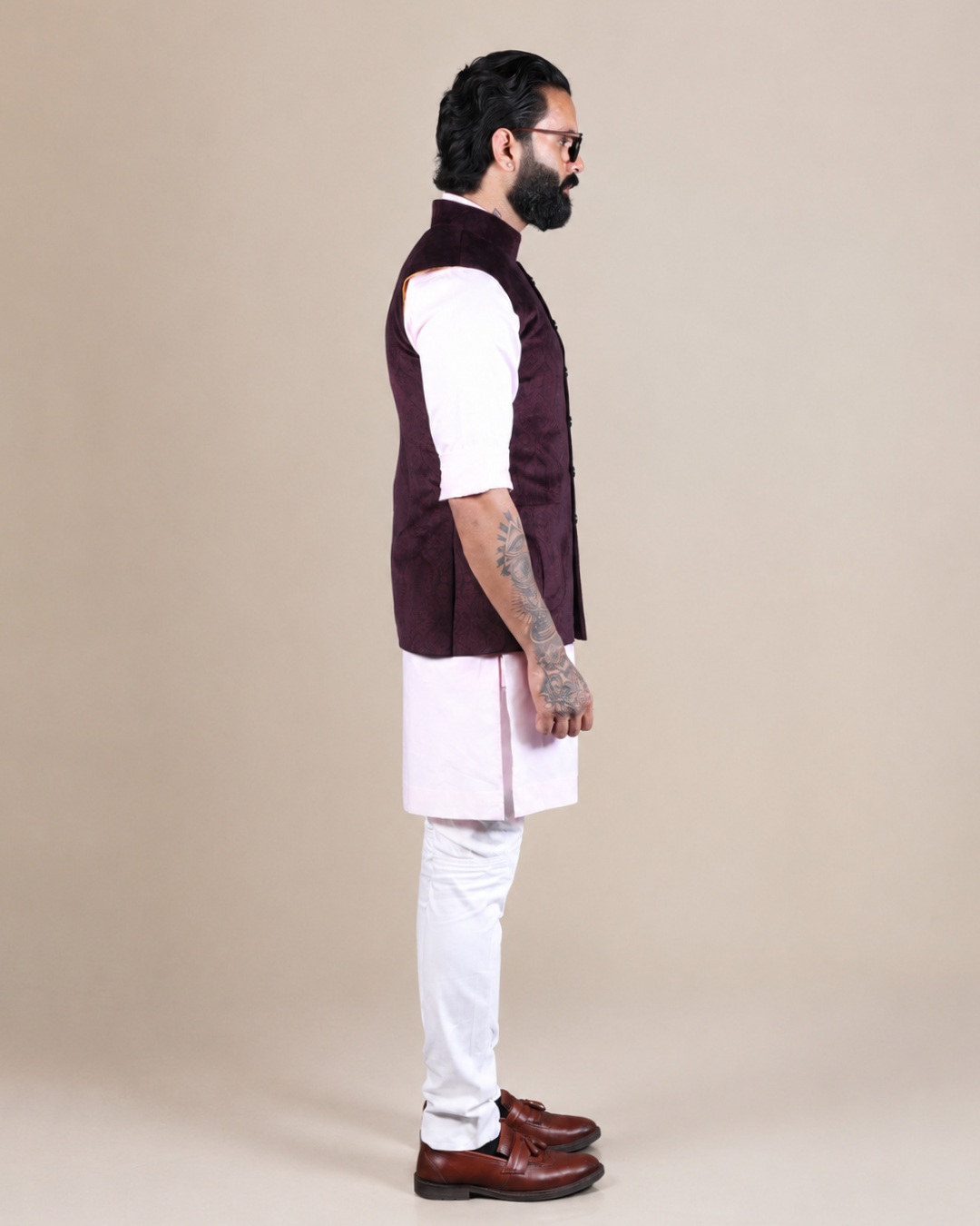 Premium Wine Velvet Nehru Jacket