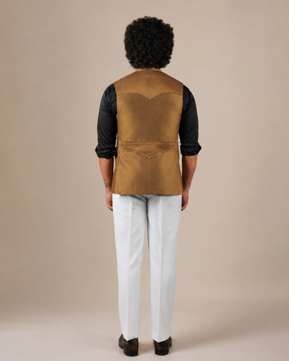 Premium Mustard Silk Nehru Jacket