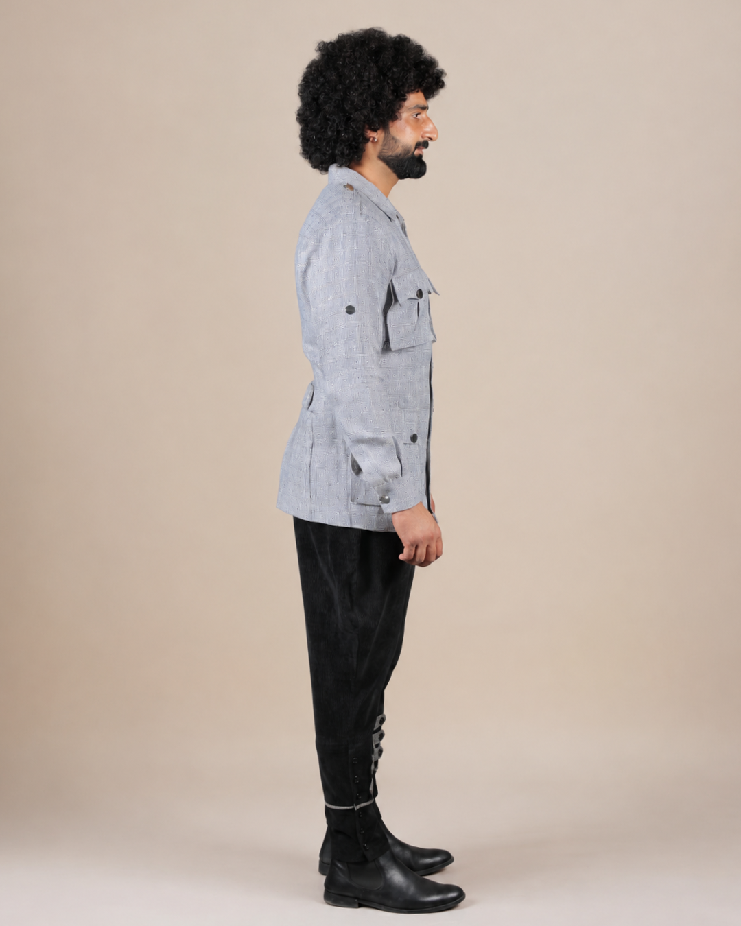 Grey Textured Hunting Shirt