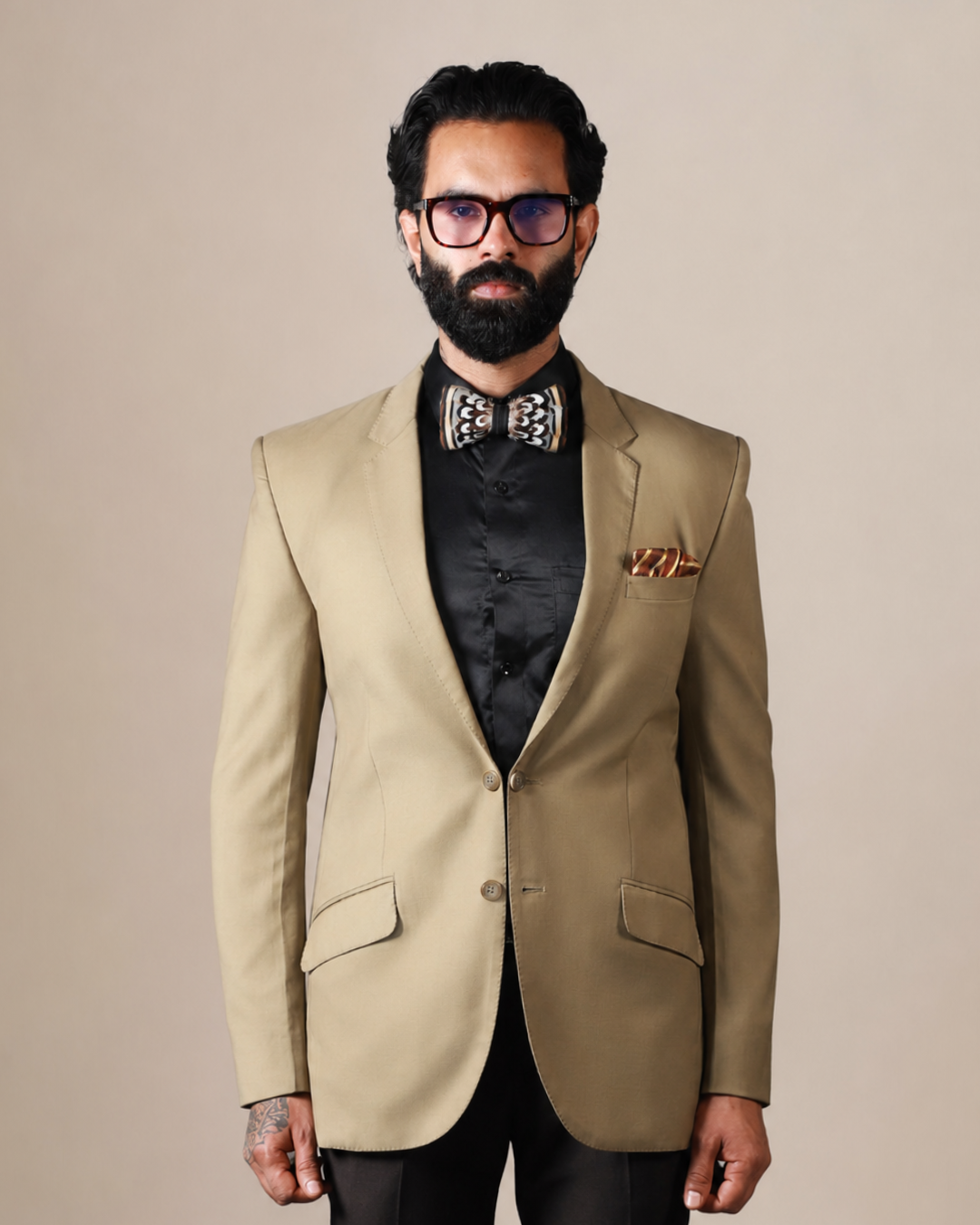Beige Slim Fit Blazer