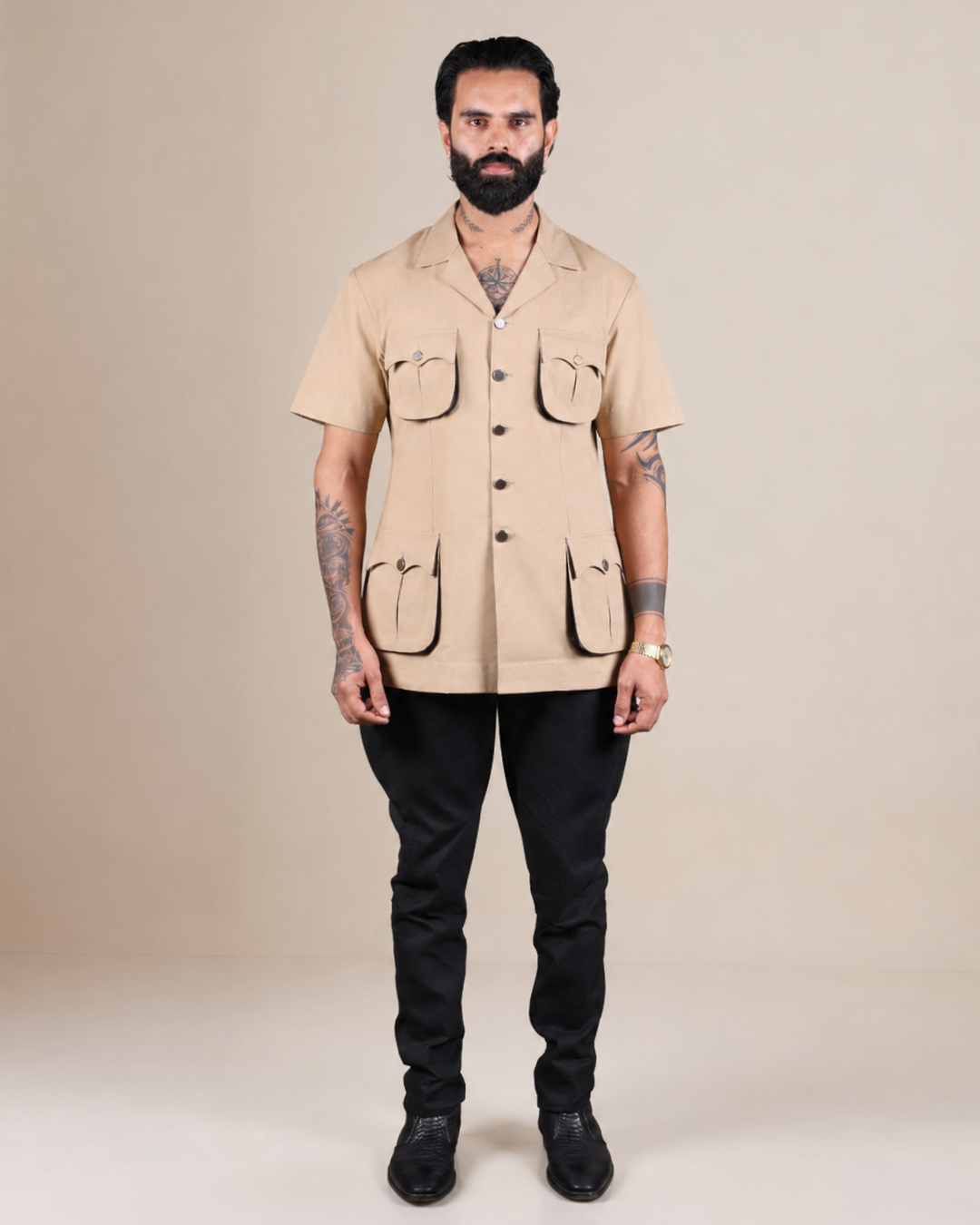 Khaki Safari Hunting Shirt