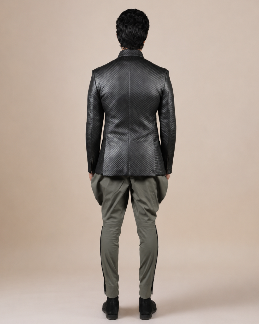 Quilted Grey Leather Jacket