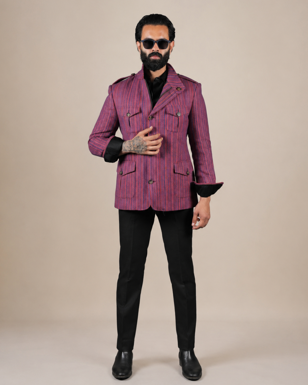 Striped Wool Hunting Jacket