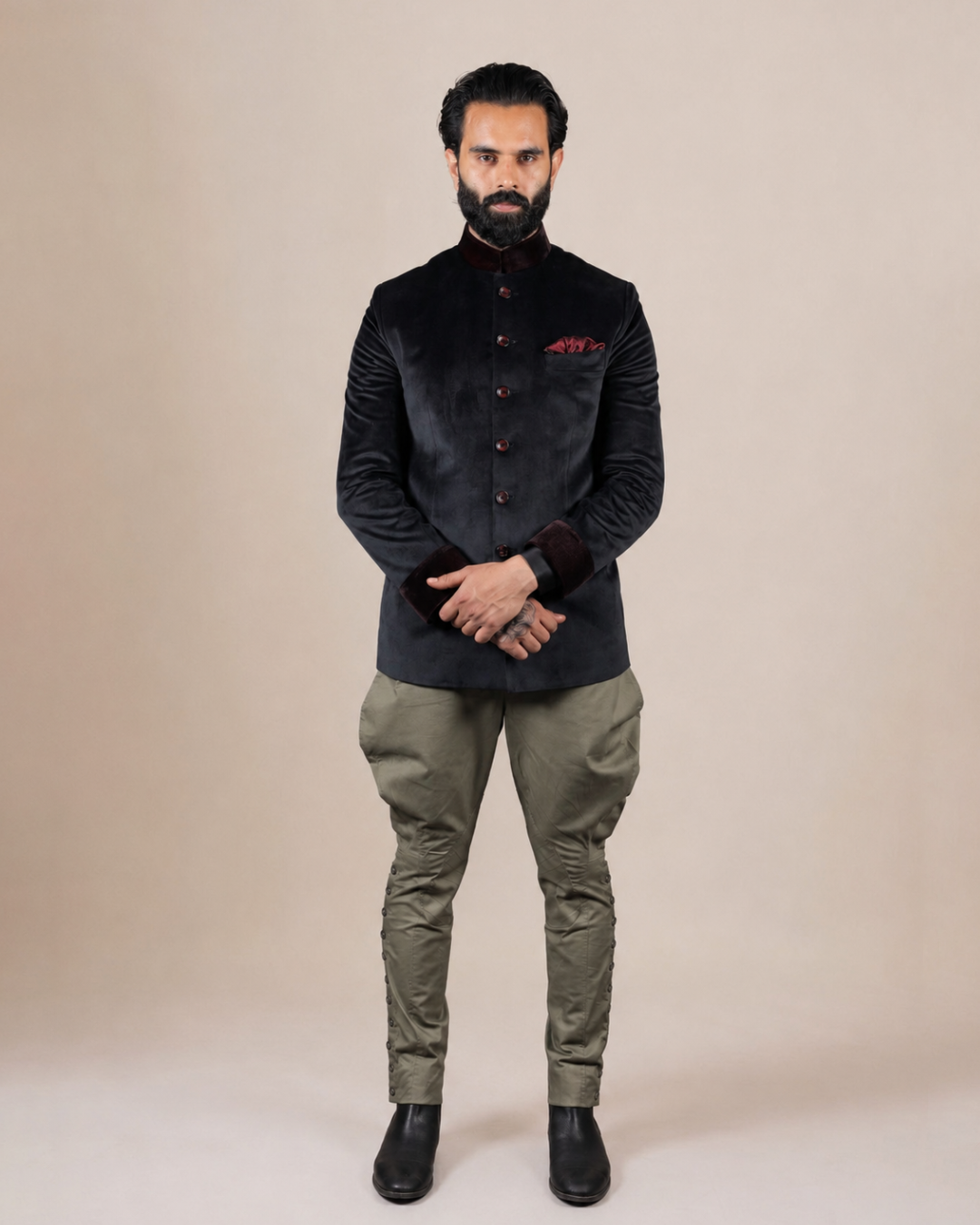 Black Velvet Bandhgala Jacket