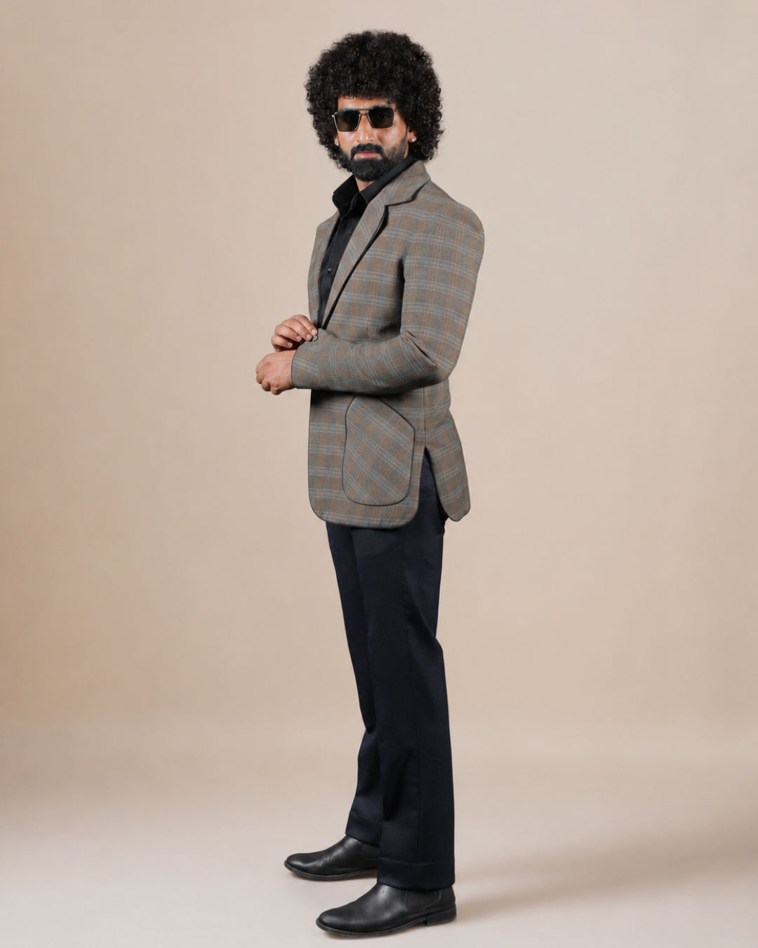Brown Checkered Blazer