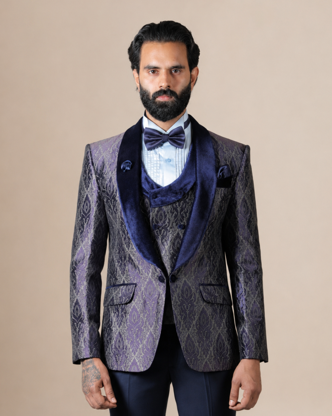 Deep Navy Blue Tuxedo Suit