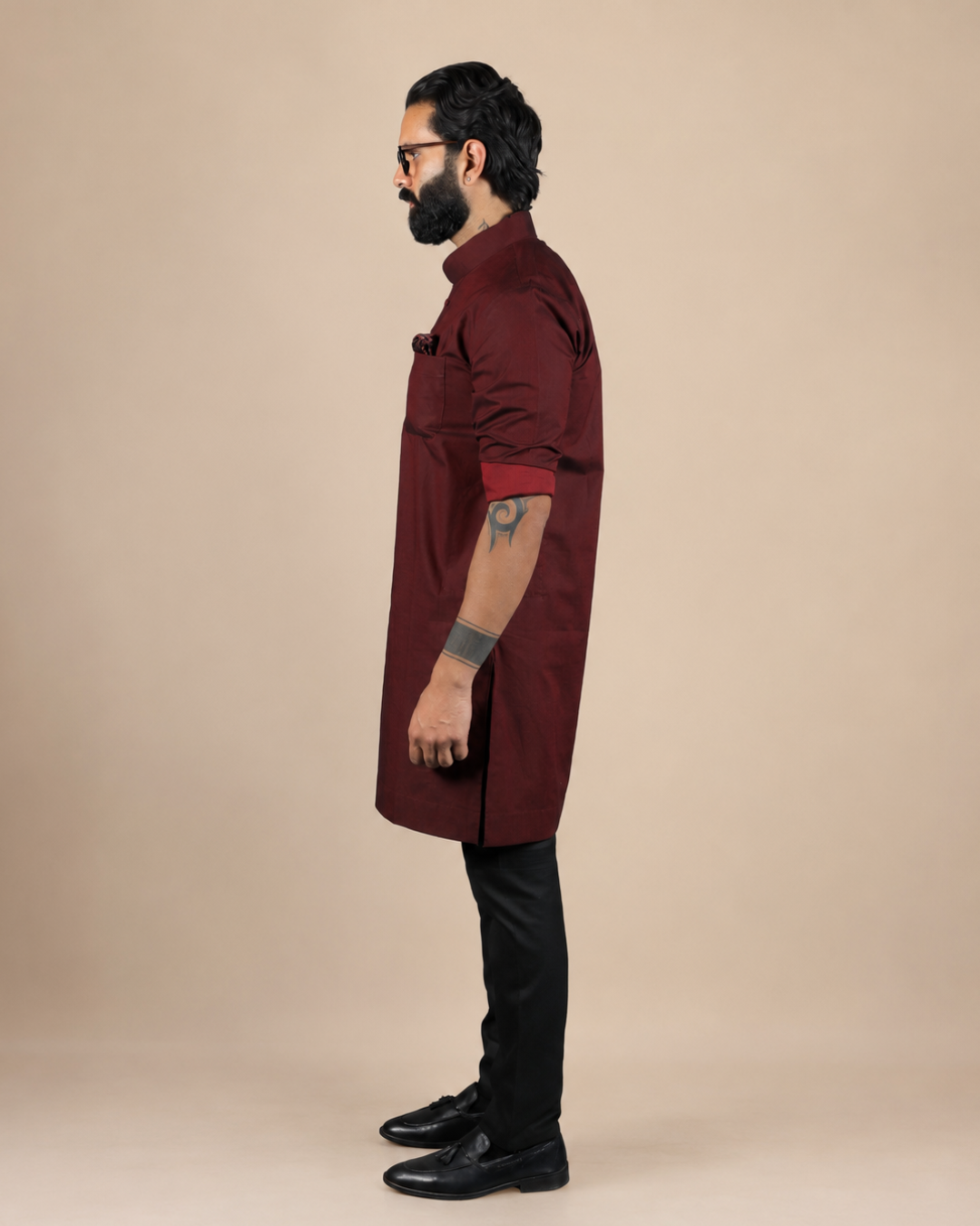 Maroon Silk Kurta Set