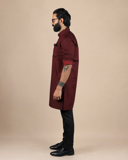 Maroon Silk Kurta Set