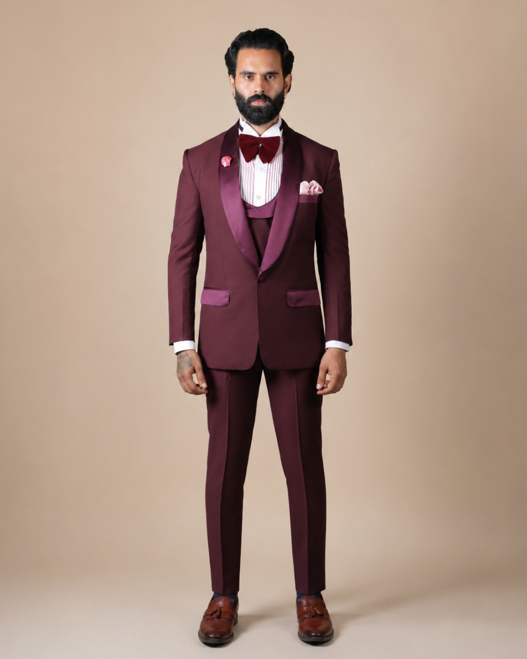 Slim Fit Shawl Lapel 3-Piece Tuxedo Suit