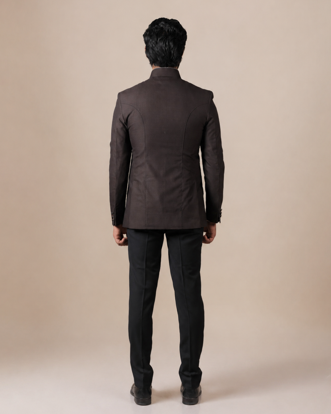Dark Brown Terry wool Bandhgala Set