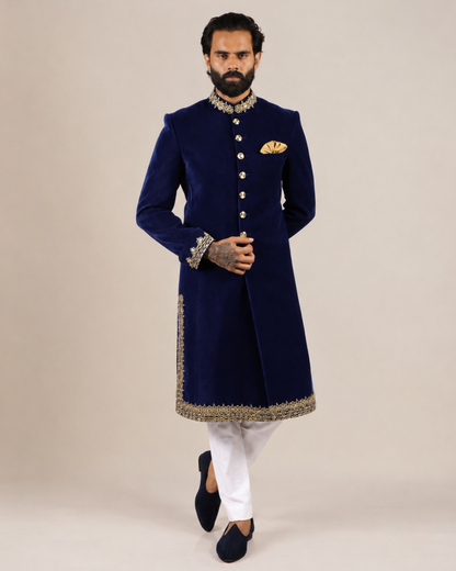 Royal Blue Velvet Sherwani