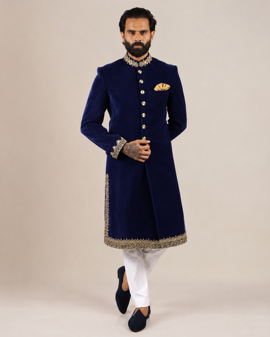Royal Blue Velvet Sherwani