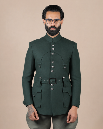 Dark Green Belted Hunting Coat